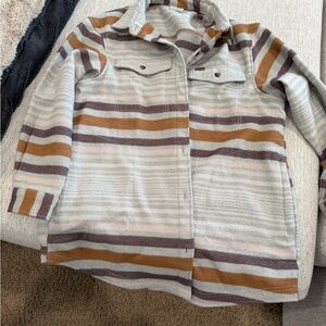 Columbia Women's Striped Button Down Shirt - Cream, Brown, Gray